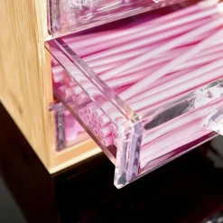 PORTA GIOIELLI COSMETICI CON 3 CASSETTI ORGANIZZATORE CASA IN LEGNO 12.3X15.3X11 CM 10830