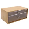 PORTA GIOIELLI COSMETICI CON 2 CASSETTI FORME DIVERSE ORGANIZER LEGNO 24.3X15.3X11CM 10831