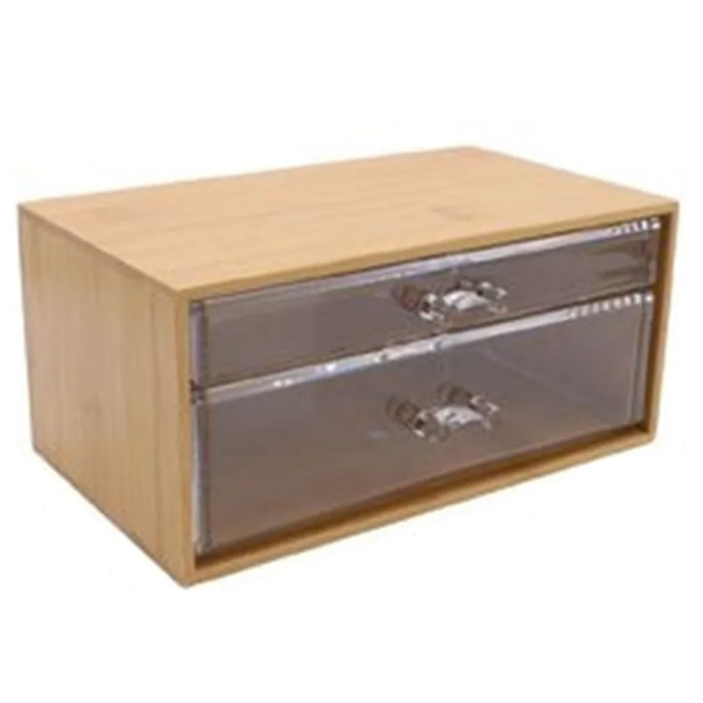 PORTA GIOIELLI COSMETICI CON 2 CASSETTI FORME DIVERSE ORGANIZER LEGNO 24.3X15.3X11CM 10831