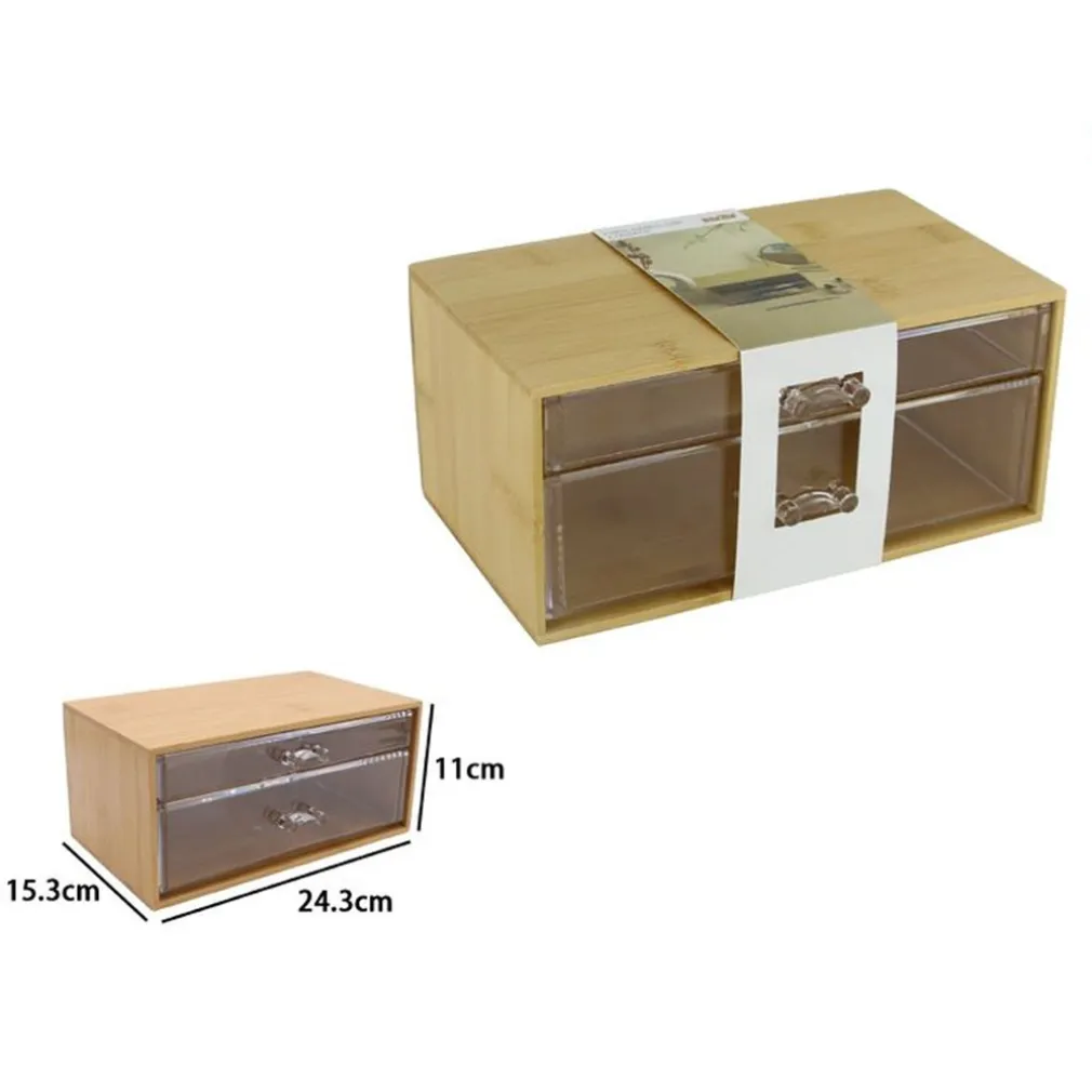PORTA GIOIELLI COSMETICI CON 2 CASSETTI FORME DIVERSE ORGANIZER LEGNO 24.3X15.3X11CM 10831