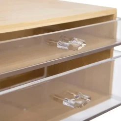 PORTA GIOIELLI COSMETICI CON 2 CASSETTI FORME DIVERSE ORGANIZER LEGNO 24.3X15.3X11CM 10831