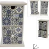 PORTA OGGETTI CASSETTIERA COLONNA CON 2 CASSETTI LEGNO COUNTRY CHIC ARREDAMENTO