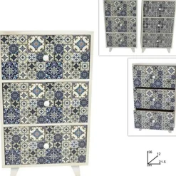 PORTA OGGETTI CASSETTIERA COLONNA CON 3 CASSETTI LEGNO COUNTRY CHIC ARREDAMENTO