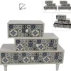 PORTA OGGETTI CASSETTIERA SFALSATI CON 3 CASSETTI LEGNO COUNTRY CHIC ARREDAMENTO