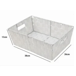 PORTA OGGETTI CESTO IN TESSUTO INTRECCIATO 38X26X13 CM CON MANIGLIE BIANCO 79031