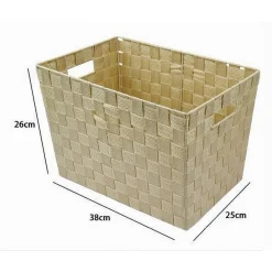 PORTA OGGETTI CESTO IN TESSUTO INTRECCIATO 38X26X25 CM CON MANIGLIE BEIGE 79039