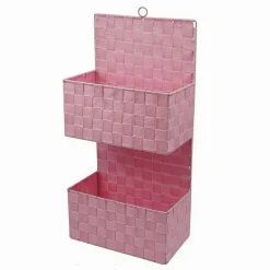 PORTA OGGETTI DA APPENDERE IN TESSUTO A 2 RIPIANI PARETE ORGANIZER ROSA 79101