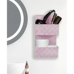 PORTA OGGETTI DA APPENDERE IN TESSUTO A 2 RIPIANI PARETE ORGANIZER ROSA 79101