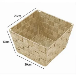 PORTA OGGETTI IN TESSUTO MULTIUSO ORGANIZER BAGNO CUCINA BEIGE 20X20X13 CM 79122