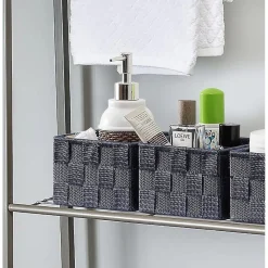 PORTA OGGETTI ORGANIZER BLU PER BAGNO CAMERA CUCINA IN TESSUTO 16X16X8.5CM 79004