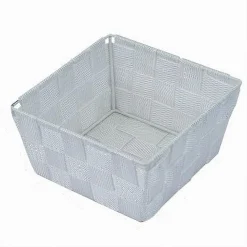 PORTA OGGETTI ORGANIZER BAGNO CAMERA CUCINA IN TESSUTO BIANCO 16X16X8.5 CM 79114