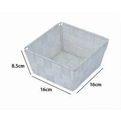 PORTA OGGETTI ORGANIZER BAGNO CAMERA CUCINA IN TESSUTO BIANCO 16X16X8.5 CM 79114