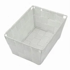 PORTA OGGETTI ORGANIZER MULTIUSO BAGNO CUCINA IN TESSUTO BIANCO 19X14X9CM 79117