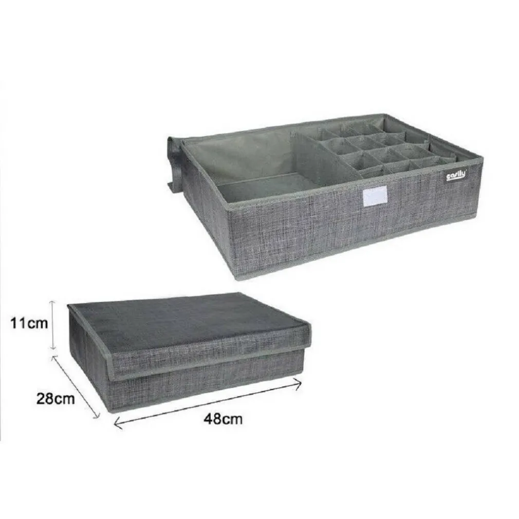 PORTA OGGETTI TESSUTO ORGANIZER CONTENITORE BIANCHERIA 17 POSTI 48X28X11CM 69722