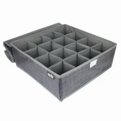 PORTA OGGETTI TESSUTO ORGANIZER CONTENITORE BIANCHERIA 16 POSTI 32X32X12CM 69719