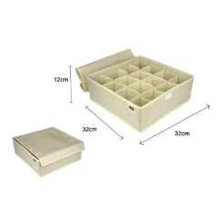 PORTA OGGETTI TESSUTO ORGANIZER CONTENITORE BIANCHERIA 16 POSTI 32X32X12CM 69719