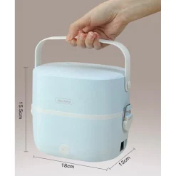 PORTA PRANZO LUNCH BOX SCALDAVIVANDE ELETTRICO PORTATILE CON DOPPIO SCOMPARTO IN ACCIAIO