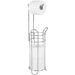 PORTA ROTOLO CARTA IGIENICA DA TERRA DISPENSER BAGNO PIANTANA CROMATO