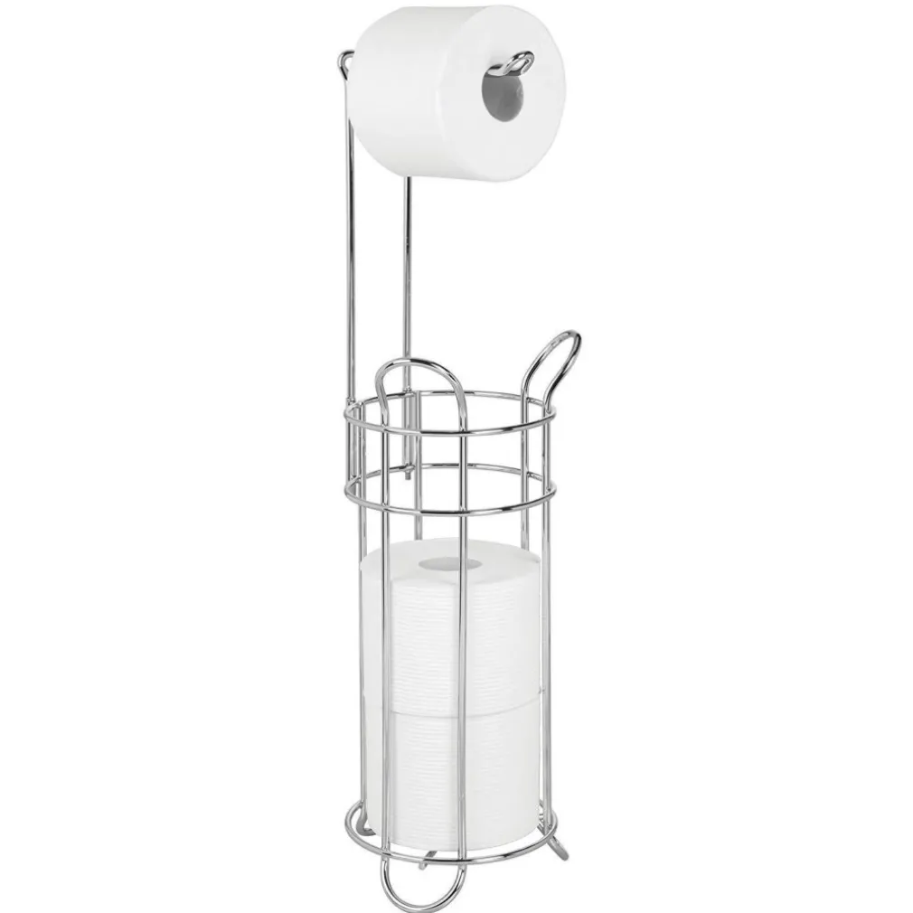 PORTA ROTOLO CARTA IGIENICA DA TERRA DISPENSER BAGNO PIANTANA CROMATO