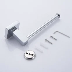 PORTA ROTOLO CARTA IGIENICA BAGNO WC TOILETTE QUADRATO ACCIAIO INOX PARETE