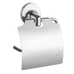 PORTA ROTOLO CARTA IGIENICA CON COPERTURA FISSAGGIO A PARETE ARREDO BAGNO 79809