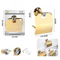 PORTA ROTOLO CARTA IGIENICA MURO TOILETTE PARETE DORATO ORO ARREDO BAGNO DGO-108