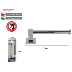 PORTA ROTOLO CARTA IGIENICA DA MURO ACCIAIO FISSAGGIO CON O SENZA VITI ARREDO BAGNO 59181