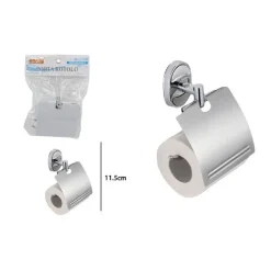 PORTA ROTOLO CARTA IGIENICA CON COPERTURA FISSAGGIO A PARETE BAGNO OVALE 52012