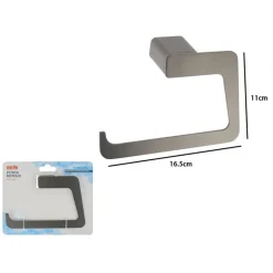 PORTA ROTOLO CARTA IGIENICA WC STILIZZATO ACCIAIO GRIGIO A MURO ACCESSORIO BAGNO 87943