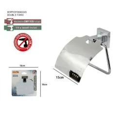 PORTA ROTOLO CARTA IGIENICA CON COPERTURA FISSAGGIO A PARETE BAGNO SQUARE 59180