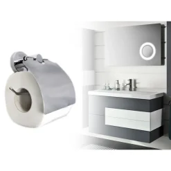 PORTA ROTOLO CARTA IGIENICA IN ACCIAIO CON FISSAGGIO A MURO PARETE VITI ARREDO