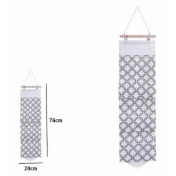 PORTA ROTOLO ORGANIZER DA APPENDERE CON 3 TASCHE IN TESSUTO GRIGIO BAGNO 79200