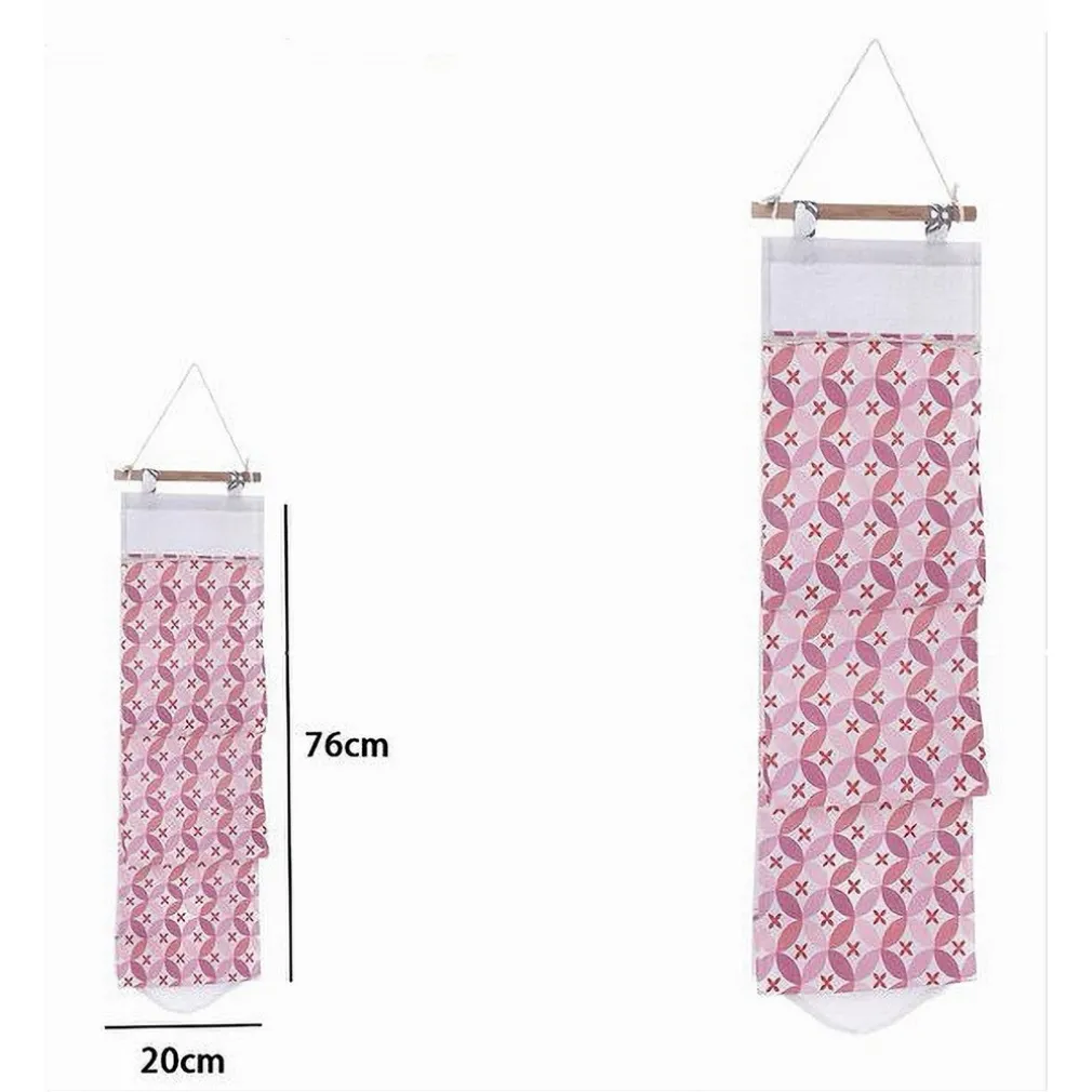 PORTA ROTOLO ORGANIZER DA APPENDERE CON 3 TASCHE IN TESSUTO ROSA BAGNO 79199