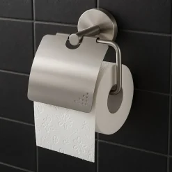 PORTA ROTOLO PER CARTA IGIENICA IN ACCIAIO SATINATO ACCESSORI ARREDO BAGNO 87909