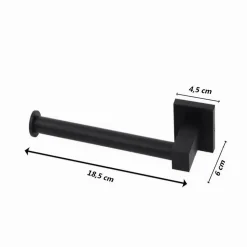 PORTA ROTOLO PER CARTA IGIENICA DA MURO IN ACCIAIO NERO ARREDO PER BAGNO 79982