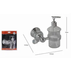 PORTA SAPONE DISPENSER SAPONE LIQUIDO VETRO MONTAGGIO PARETE BAGNO CRYSTAL 52831
