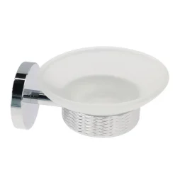 PORTA SAPONE IN ACCIAIO LUCIDO CON PIATTINO VETRO SATINATO ACCESSORI DA BAGNO 87916