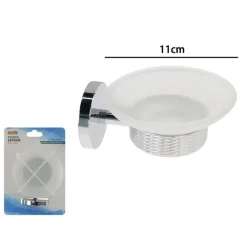 PORTA SAPONE IN ACCIAIO LUCIDO CON PIATTINO VETRO SATINATO ACCESSORI DA BAGNO 87916