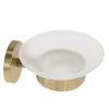 PORTA SAPONE IN ACCIAIO ORO CON PIATTINO VETRO SATINATO ACCESSORIO DA BAGNO 87927