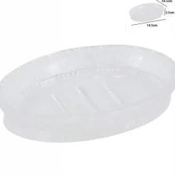 PORTA SAPONE IN VETRO OVALE DA APPOGGIO LAVABO BAGNO VASCA DOCCIA 10.5X14.5X2.5