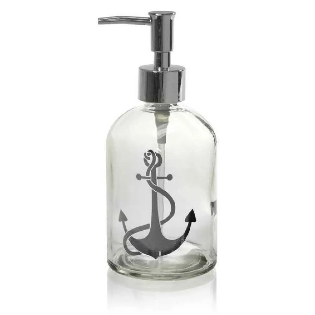 PORTA SAPONE LIQUIDO DOSATORE SILVER 450ML 8X18 CM VETRO DECORI ASSORTITI 775680