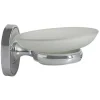 PORTA SAPONE SAPONETTA CON PIATTINO VETRO SATINATO PARETE BAGNO OVALE 52009