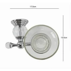 PORTA SAPONE SAPONETTA CON PIATTINO VETRO MONTAGGIO A PARETE BAGNO CRYSTAL 52823
