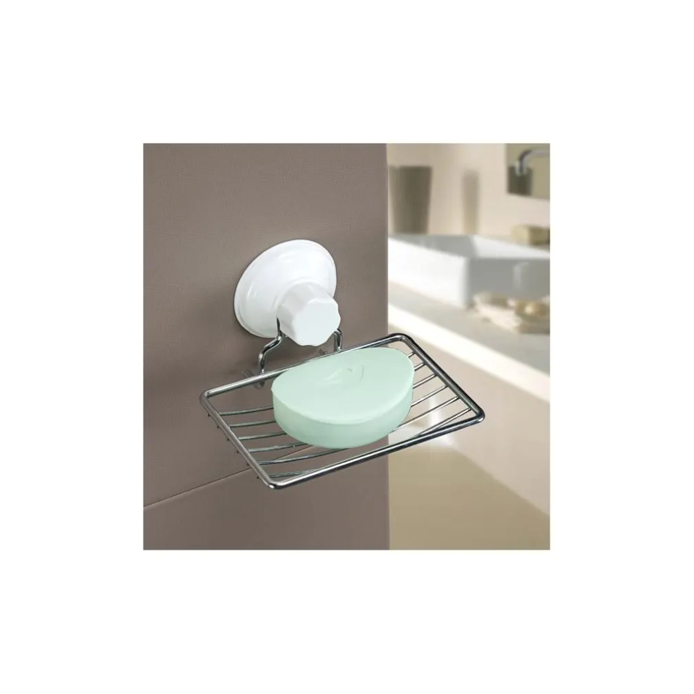 PORTA SAPONE SAPONETTA CON ATTACCO A VENTOSA A PARETE PER BAGNO IN ACCIAIO