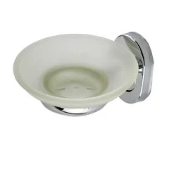 PORTA SAPONE SAPONETTA CON PIATTINO VETRO SATINATO PARETE ACCESSORIO BAGNO 69185