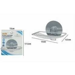 PORTA SAPONE SAPONETTA MONTAGGIO A PARETE CON BIADESIVO ACCESSORIO BAGNO 79838