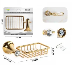 PORTA SAPONETTA SAPONE SUPPORTO DORATO ORO ARREDO BAGNO CASA CUCINA DGO-109