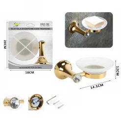 PORTA SAPONETTA SAPONE SUPPORTO ARREDO BAGNO CASA DORATO ORO PORTASAPONE DGO-102