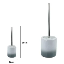 PORTA SCOPINO ARREDO BAGNO WC TOILETTE BIANCO GRIGIO CON SCOPINO COMPLETO 59917