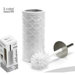 PORTA SCOPINO BAGNO 34 CM IN CERAMICA DECORO FIORI 2 COLORI ASSORTITI 783258